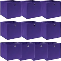 vidaXL Boîtes de rangement 10 pcs. Violet 32x32x32 cm Tissu