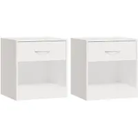 vidaXL Tables de chevet 2 pcs avec tiroir Blanc brillant