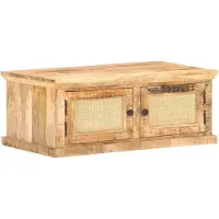 vidaXL Table basse 90x50x35 cm en bois massif de manguier et tressage naturel