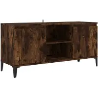 vidaXL Armoire TV avec pieds métalliques chêne fumé 103,5x35x50 cm