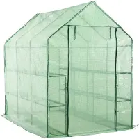 vidaXL Serre praticable avec 12 étagères acier 143 x 214 x 196 cm