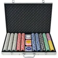 vidaXL Set de poker avec 1.000 jetons laser aluminium