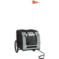vidaXL Remorque pour vélo Chiens Noir et gris Tissu Oxford et fer