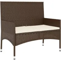 vidaXL Banc de jardin 2 places avec coussins Marron Poly rotin