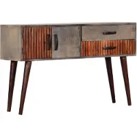 vidaXL Table console Gris 120x35x75 cm Bois de manguier massif brut