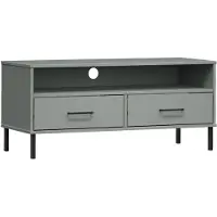 vidaXL Armoire TV OSLO avec pieds métalliques gris Pin massif