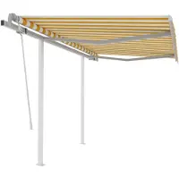 vidaXL Store manuel rétractable avec poteaux 3x2,5 m jaune & blanc