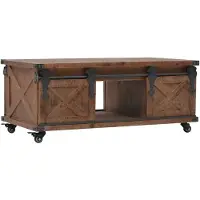 vidaXL Table basse en bois massif de sapin 91x51x38 cm brun