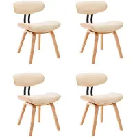 vidaXL Chaises de salle à manger 4 pcs. Crème bois courbé et similicuir