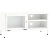 vidaXL Armoire TV blanche 90x30x44 cm acier et verre