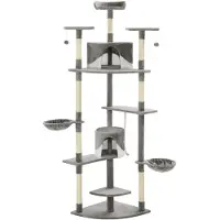 vidaXL Arbre à chat avec colonnes à griffer en sisal 203 cm Gris et blanc