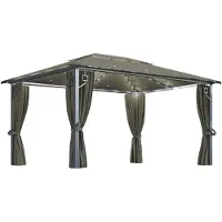 vidaXL Pavillon avec rideaux & guirlande lumineuse LED 400x300 cm Taupe Alu