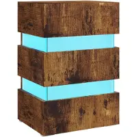 vidaXL Table de chevet à LED chêne fumé 45x35x67 cm bois d'ingénierie