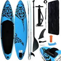 vidaXL Set de planche de stand up paddle gonflable 305x76x15 cm bleu