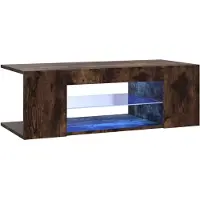 vidaXL Armoire TV avec lampes LED chêne fumé 90x39x30 cm