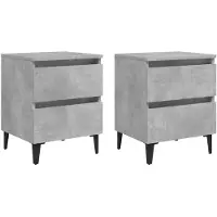 vidaXL Tables de chevet 2 pcs gris béton 40x35x50 cm bois d'ingénierie