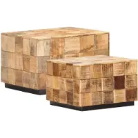 vidaXL Tables basses 2 pièces en bloc design Bois massif de manguier rugueux