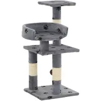 vidaXL Arbre à chat avec colonnes en sisal 65 cm Impression pattes Gris