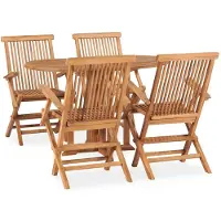 vidaXL Ensemble de jardin 5 pièces pliable en teck massif