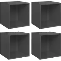 vidaXL Armoires TV 4 pcs. Gris brillant 37x35x37 cm Bois composite