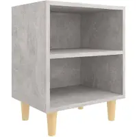 vidaXL Table de chevet avec pieds en bois Gris béton 40x30x50 cm