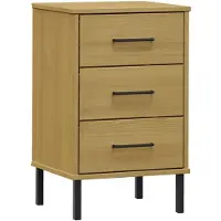 vidaXL Table de chevet avec pieds en métal Marron Bois pin massif OSLO