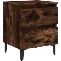 vidaXL Table de chevet avec pieds en métal Chêne fumé 40x35x50 cm