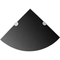 vidaXL Étagères d'angle 2 pcs et supports chromés Verre Noir 35x35 cm