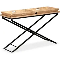 vidaXL Table console en bois de manguier massif 130 x 40 x 80 cm