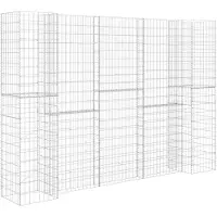 vidaXL Jardinière en gabion en forme de H 260x40x180 cm panier en fil d'acier