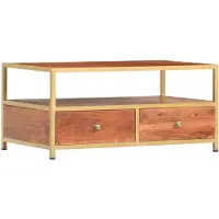 vidaXL Table basse 90 x 50 x 40 cm en bois massif d'acacia