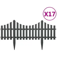 vidaXL Bordure de pelouse 17 pcs. Anthracite 10 m PP