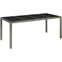 vidaXL Table de jardin avec plateau en verre Gris 190x90x75 cm Poly rotin