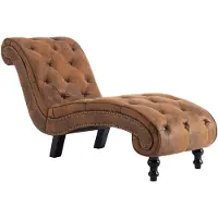 vidaXL Chaise longue marron aspect daim