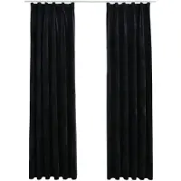 vidaXL Rideaux occultants avec crochets 2 pcs Velours Noir 140x225 cm