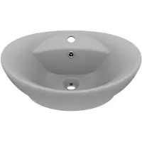 vidaXL Lavabo de luxe Débordement Mat Gris clair 58,5x39cm Céramique