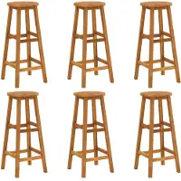 vidaXL lot de 6 tabourets de bar en acacia 34 x 76 x 34 cm