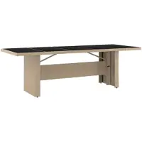 vidaXL Table de jardin avec plateau en verre Beige Poly rotin & verre trempé