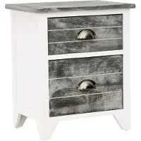 vidaXL Table de chevet Gris et blanc 38x28x45 cm Bois de Paulownia