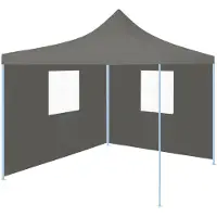 vidaXL Tente de réception pliante Pop-Up avec 2 parois latérales 3 x 3 m Anthracite