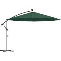 vidaXL Parapluie avec éclairage LED et mât métallique 350 cm Vert