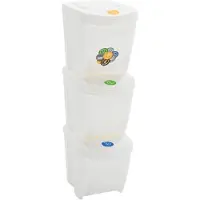 vidaXL Mülldosen 3 St stapelbar 75 l Polypropen Weiß