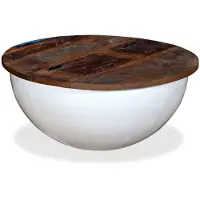 vidaXL Table basse en vieux bois massif blanc en forme de coupe