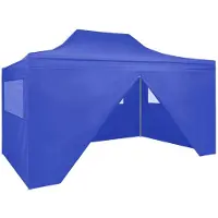 vidaXL Tente de réception pliable avec 4 parois 3x4 m Acier Bleu