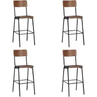vidaXL Tabouret de bar 4 pcs. Contreplaqué massif acier