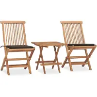 vidaXL Ensemble de jardin 3 pièces avec coussins Pliable Bois massif Teck