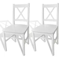 vidaXL - Chaises de table - 2 - Pièce - Pin - blanc