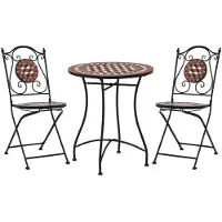 vidaXL 3-tlg. Ensemble de bistrots en mosaïque de céramique en terre cuite