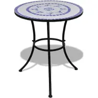 vidaXL Table de bistrot bleu et blanc 60 cm Mosaïque