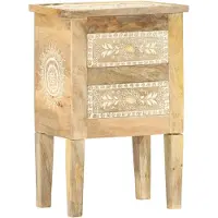 vidaXL Table de chevet peinte à la main 40x30x60 cm Bois de manguier
